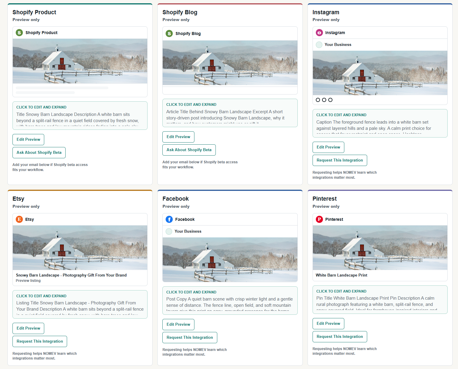 NOMEV preview showing an Etsy draft card generated from a product photo.